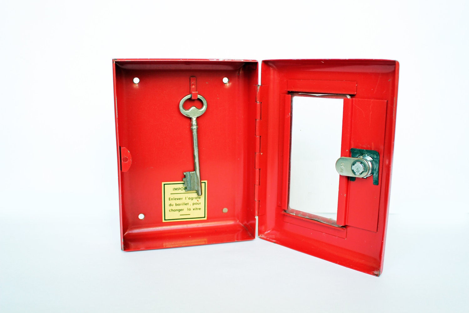 RESERVED - Vintage Red Metal Lock Box - Home Decor Storage