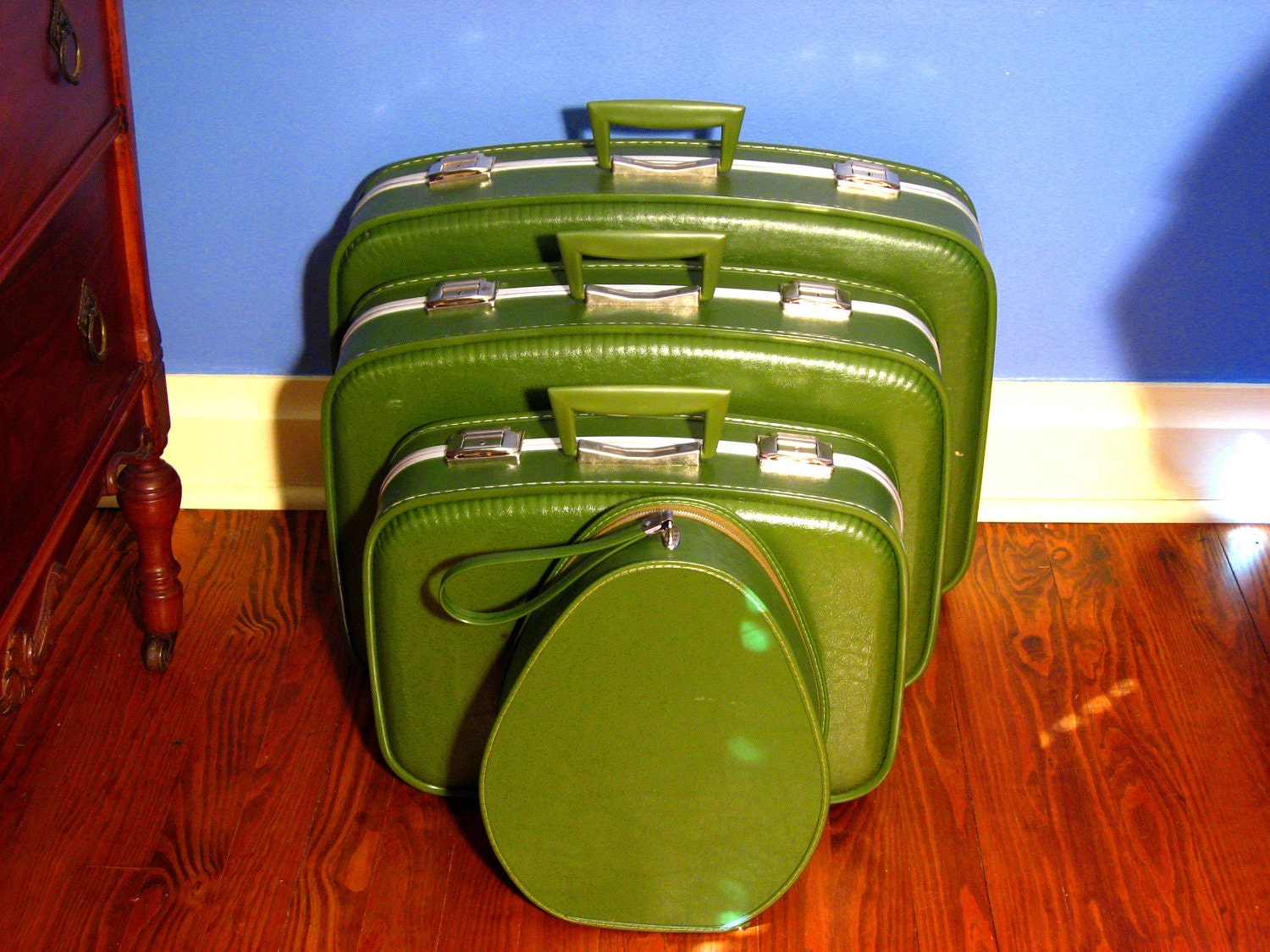 Emerald Green Vintage Luggage Set 4 Pieces
