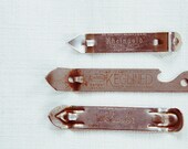 SALE crack one open retro bottle openers - collection of 3 vintage metal beer and soda bottle openers
