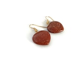 Heart Earring, Sparkly Brown Dangles, Mothers Day, Goldstone Earrings, DTailsUlike Fashion Jewerly