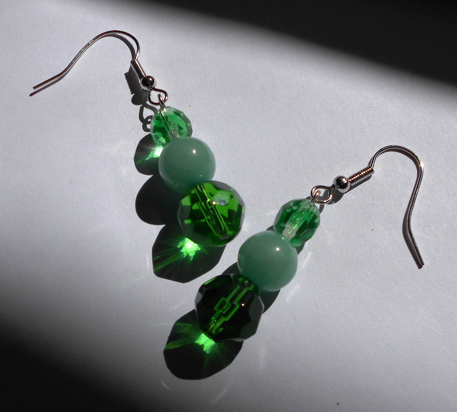 Neon Prom Earring, Emerald Green Drop,  Aventurine Earrings