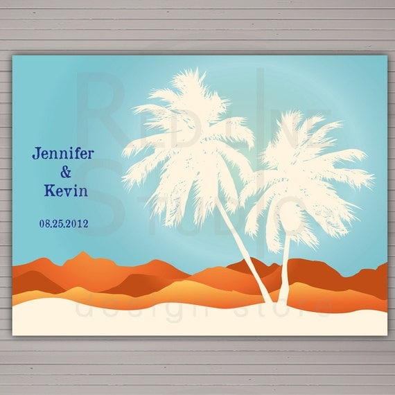 DIY printable wedding guest book. Beach wedding up to 150 signatures. Other sizes available.