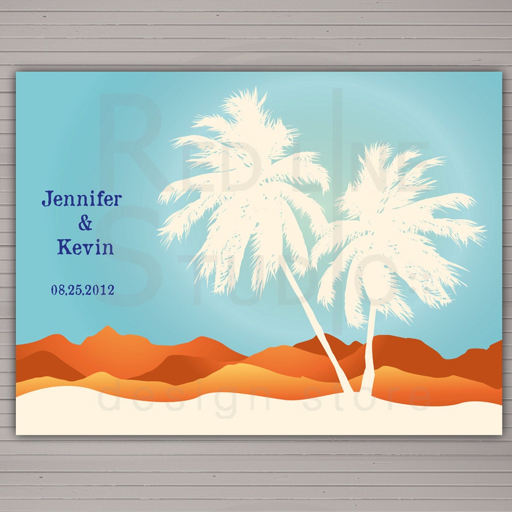 DIY printable wedding guest book. Beach wedding up to 150 signatures. Other sizes available.