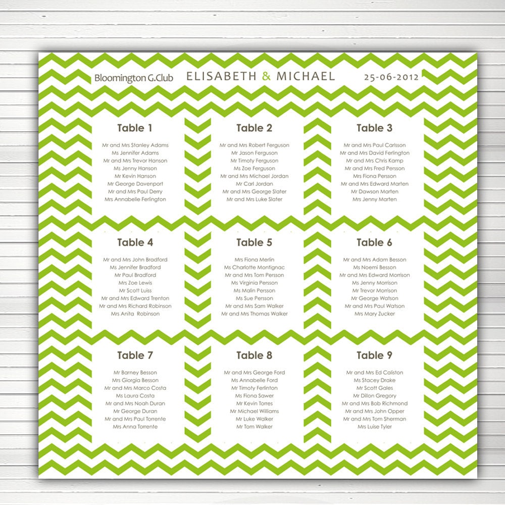 Wedding Reception Seating Chart