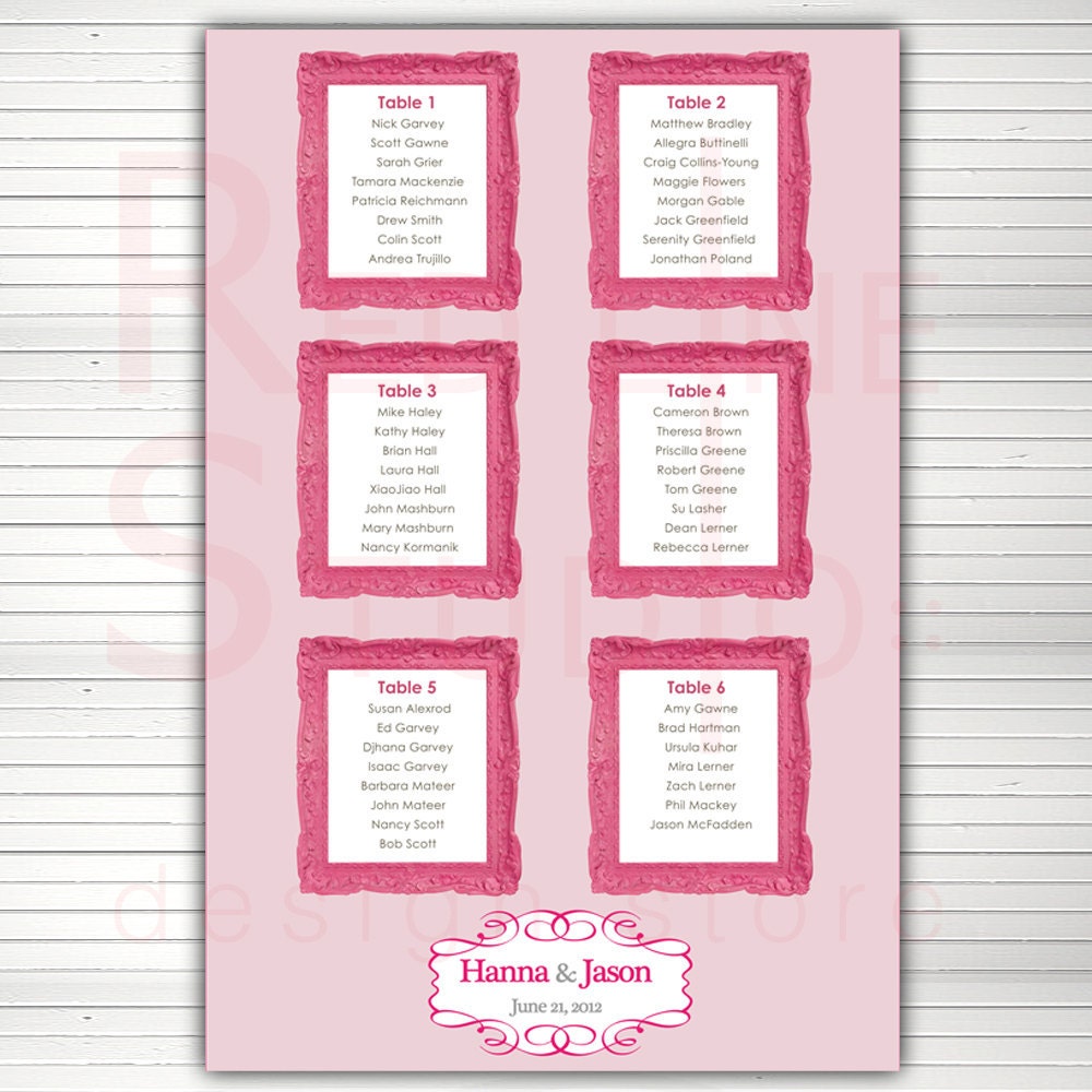 Items similar to Seating chart printable. Reception table chart ...