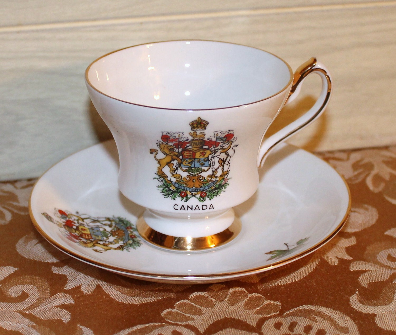 Saucer   and Canada England Vintage Teacup  vintage   China Bone  Elbro Royal and  china saucer teacup