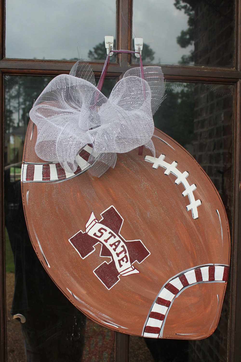 Wooden Mississippi State Football Door Hanger