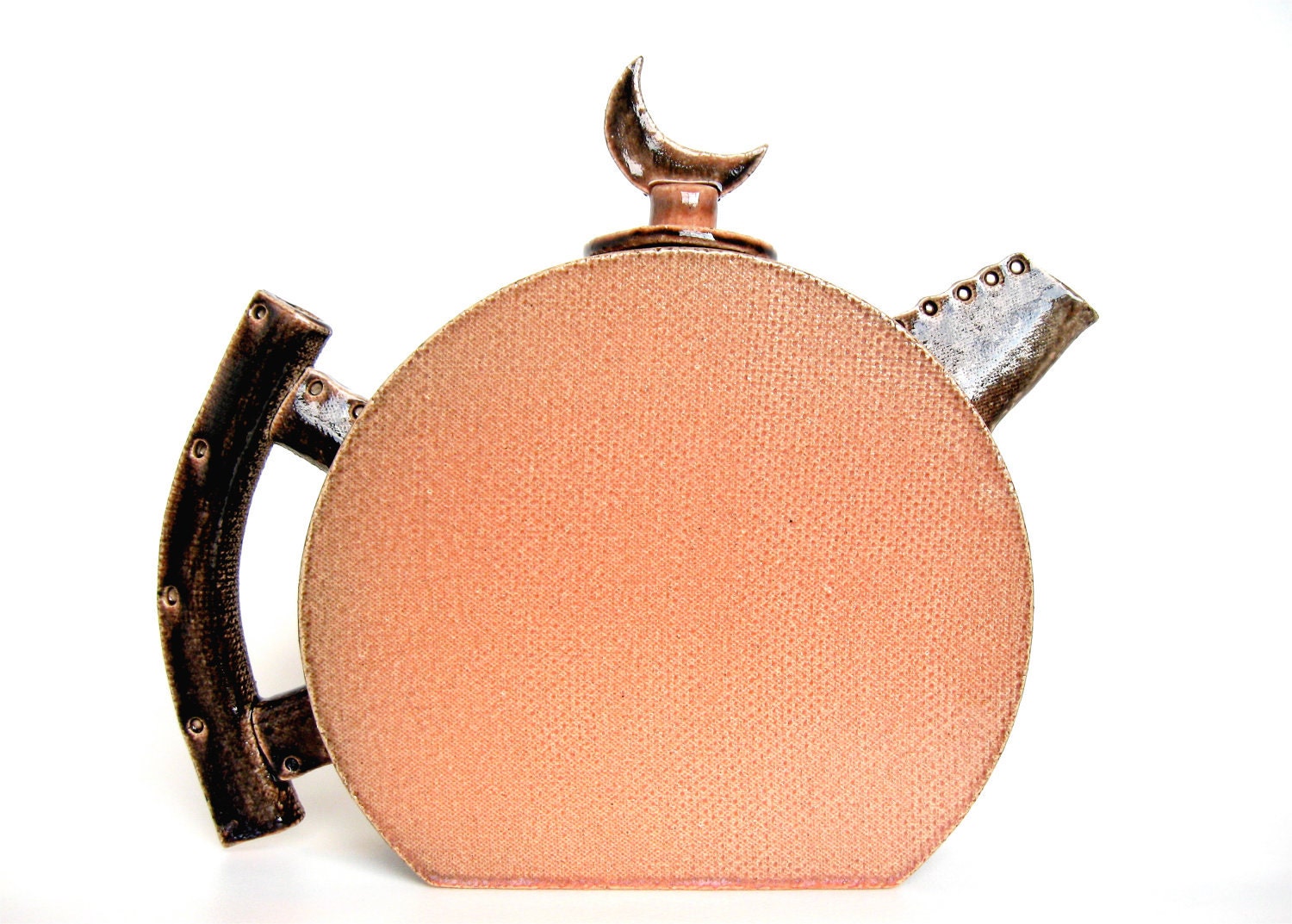 50% OFF SALE Sunset Pink Sculptural Teapot, handmade ceramic stoneware modern pottery in rose blush