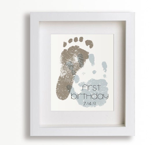 First Birthday Art Print - Personalized Hand and Foot Prints - 8x10 - Personalized Decor, Children Decor, Keepsake, Footprint, Handprint