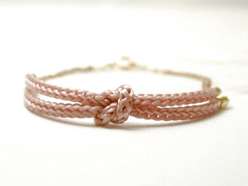Pink knot bracelet - rope bracelet - nautical dainty jewelry