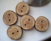Rustc White Oak Wooden Buttons Tree Branch Slice Knitting Supplies or Journal, Tote, Bag Crochet Project - Set of 5