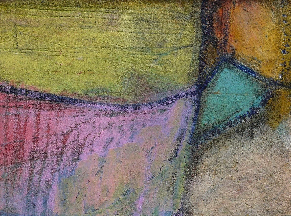 Original ABSTRACT ACEO, TEXTURED painting, oil pastel painting, one of a kind Colorful Miniature Art by Teofana