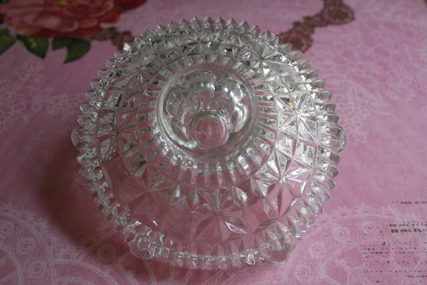 Set of Two Beautiful, Vintage Clear, Cut Glass Candle Stick Holders 1940s, 1950s, Wedding Bridal Gift