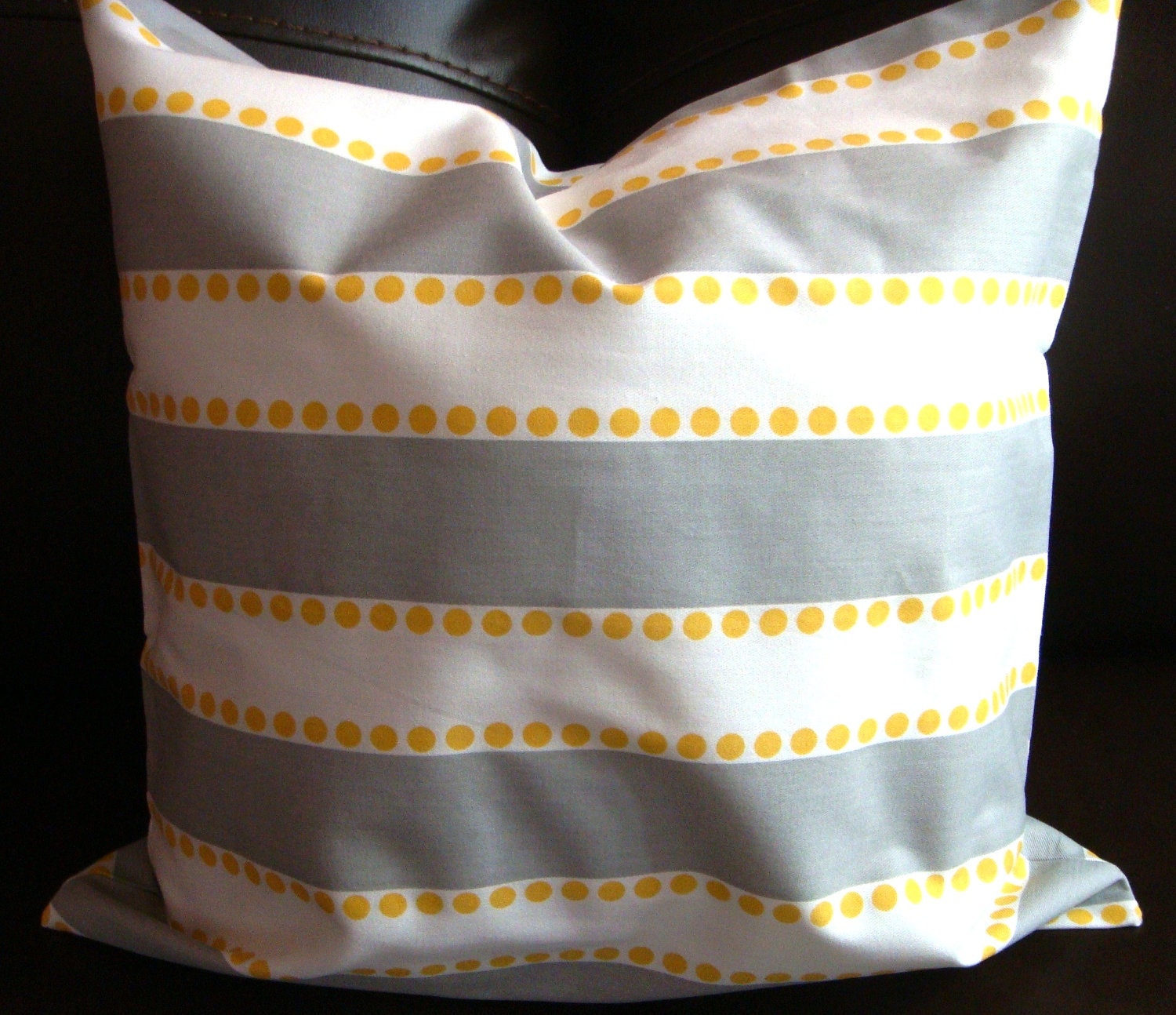 Decorative Pillow Cover - "Lulu Twill Storm/Yellow"- made for 18x18 inch pillows.