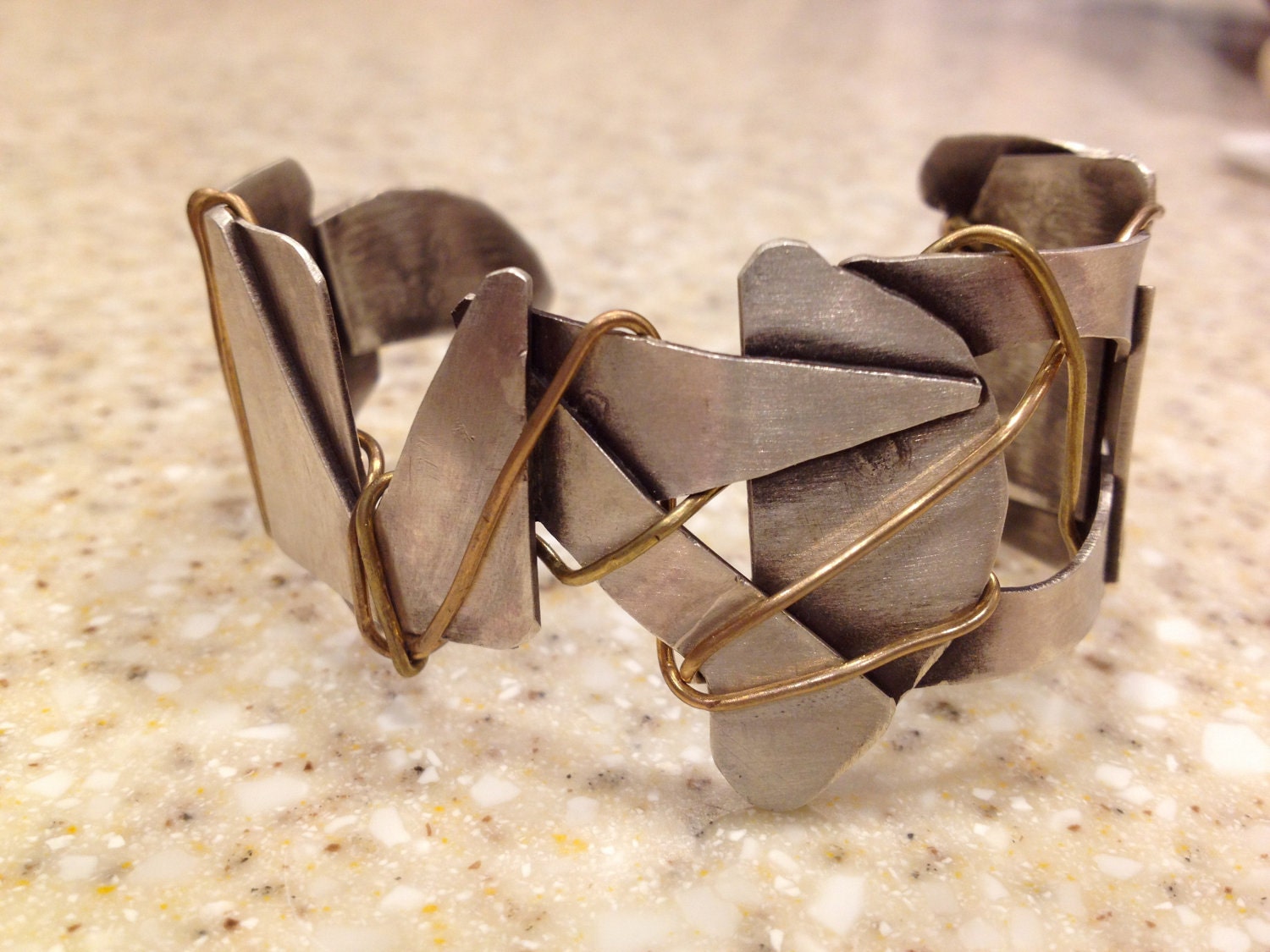 Silver Brass-Bound Patchwork Cuff