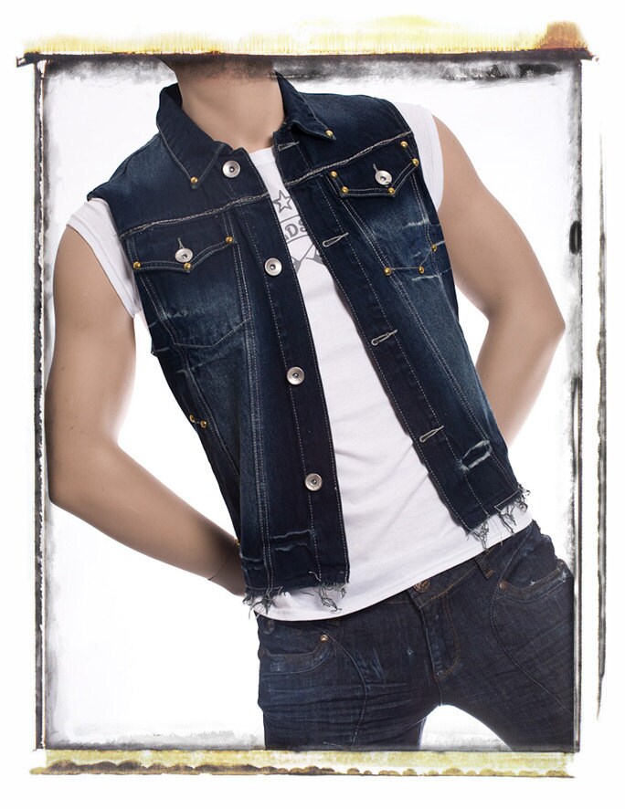 Items similar to Rock 'N' Roll Mens Sleeveless Denim Jacket by Wildside