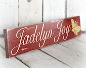 Custom order name sign made to match Cocalo Sundae bedding - distressed home decor, wall art, nursery, playroom, children, painted wood sign