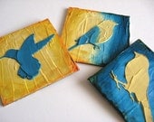 Set of 3 original abstract acrylic bird paintings