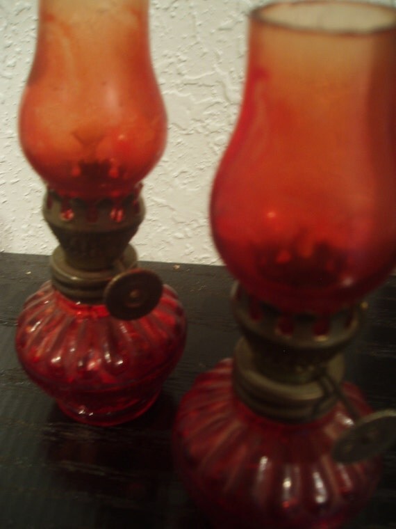 Mini Red Glass Oil Lamps made in Hong Kong by SacredArtDesignz