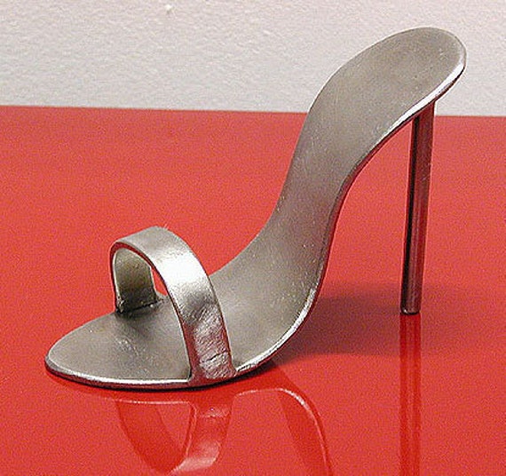 Miniature hand made metal high heel shoe sculpture by brucegray1