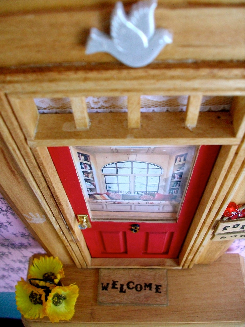 Fairy Door - Red Door - Cozy Reading Room