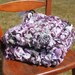 Hand Crocheted, Baby Photography Prop Blanket in Shades of Purple, White, and Black, made with material and yarn
