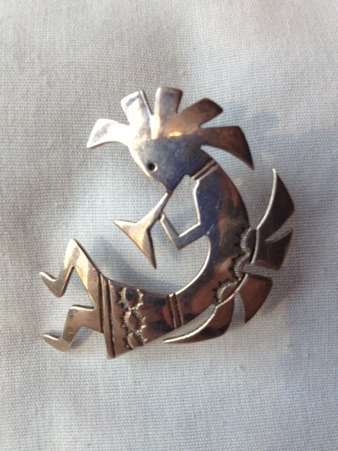 Handmade Sterling Silver Kokopelli Pin by M.Woody