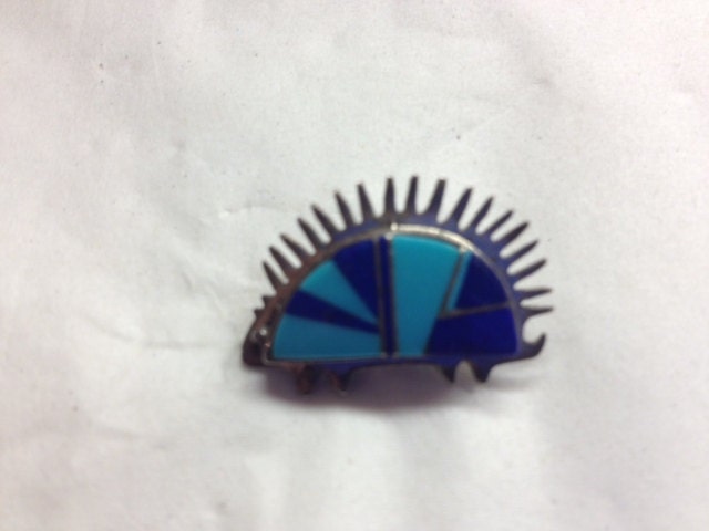 Sterling Silver & Inlay Porcupine Pin