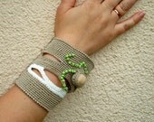 Crochet Cuff bracelet FREEFORM OOAK Lace Wrist Cuff  Wedding  Jewelry