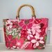 Tropical Floral Purse With Wooden Handles