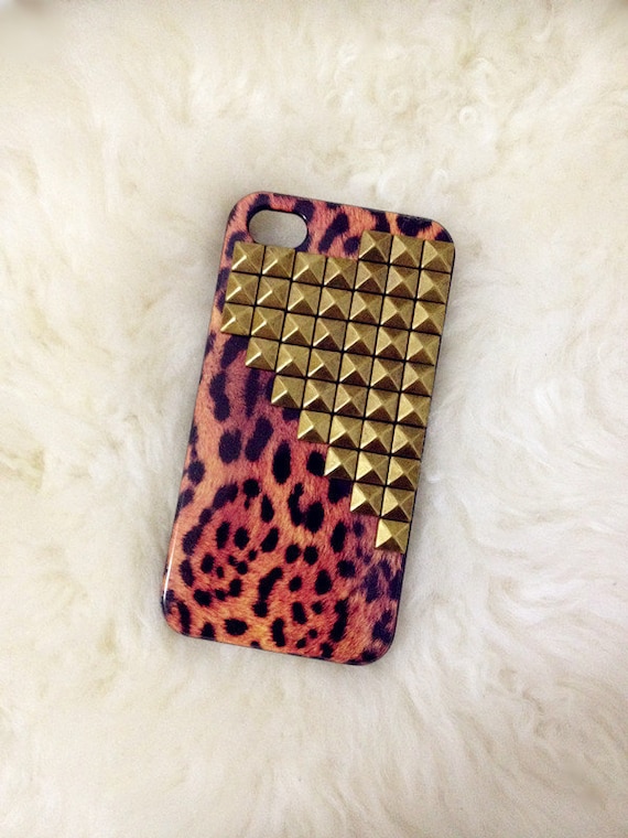 Brass studded leopard iphone 4/4s case