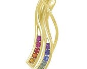 Multicolor Rainbow Sapphire Slide Pendant 14K Yellow Gold : sku 1574-14K-YG
