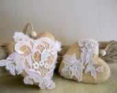 Set of two Charming Hearts as Collectible Ornaments - Shabby Chic - Romantic Home decor - Weddings - Elegant Decorations - Home & Living