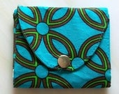 Roll Up Wallet - Blue Green Brown Polka Dot