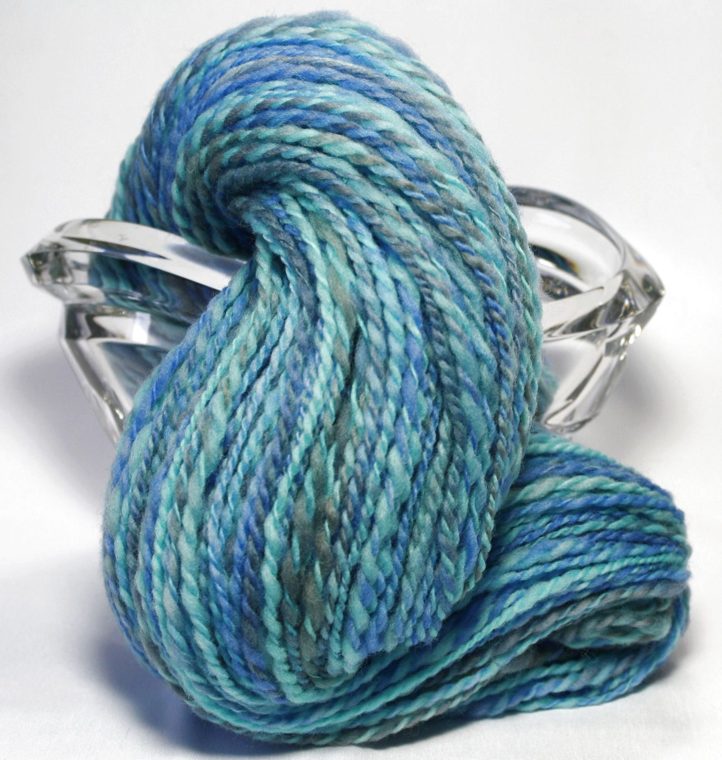 Handspun Yarn - Waterfall - Merino Wool, Worsted Weight, 244 yards