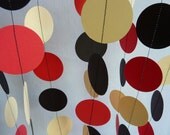 Paper Garland, Red Black Cream Ivory, FATHERS DAY, BIRTHDAY, 10 feet long