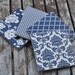 Custom Order for Deborah K. - Shabby Chic Navy Blue and White Damask & Floral Coaster Set