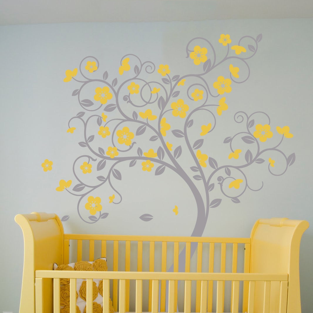 Swirly Tree Vinyl Wall Sticker Life Size