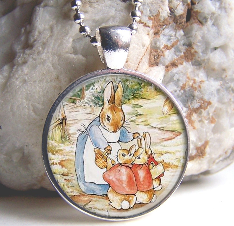 Peter Rabbit Pendant, Bunny Family Pendant, Bunny Necklace