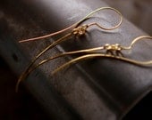 24 Karat Gold Plated Sterling Silver Long Dangle Metalwork Handmade Earrings