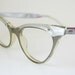 Vintage Zyloware Translucent Olive Green or Gray with Chrome or Aluminum Cat Eyeglass Frames New Old Stock (NOS) Cateye Cat Eye Glass