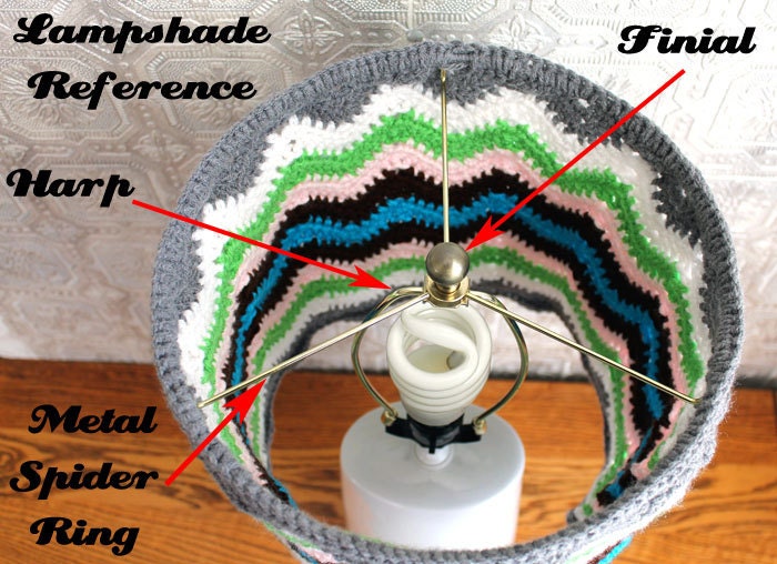 Lampshade Peach Teal Chevron Crochet Zig Zag Nursery  Lighting Housewares Unique Home Decor