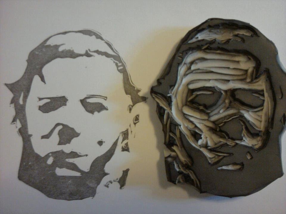Michael Meyers Handcarved Rubber Stamp