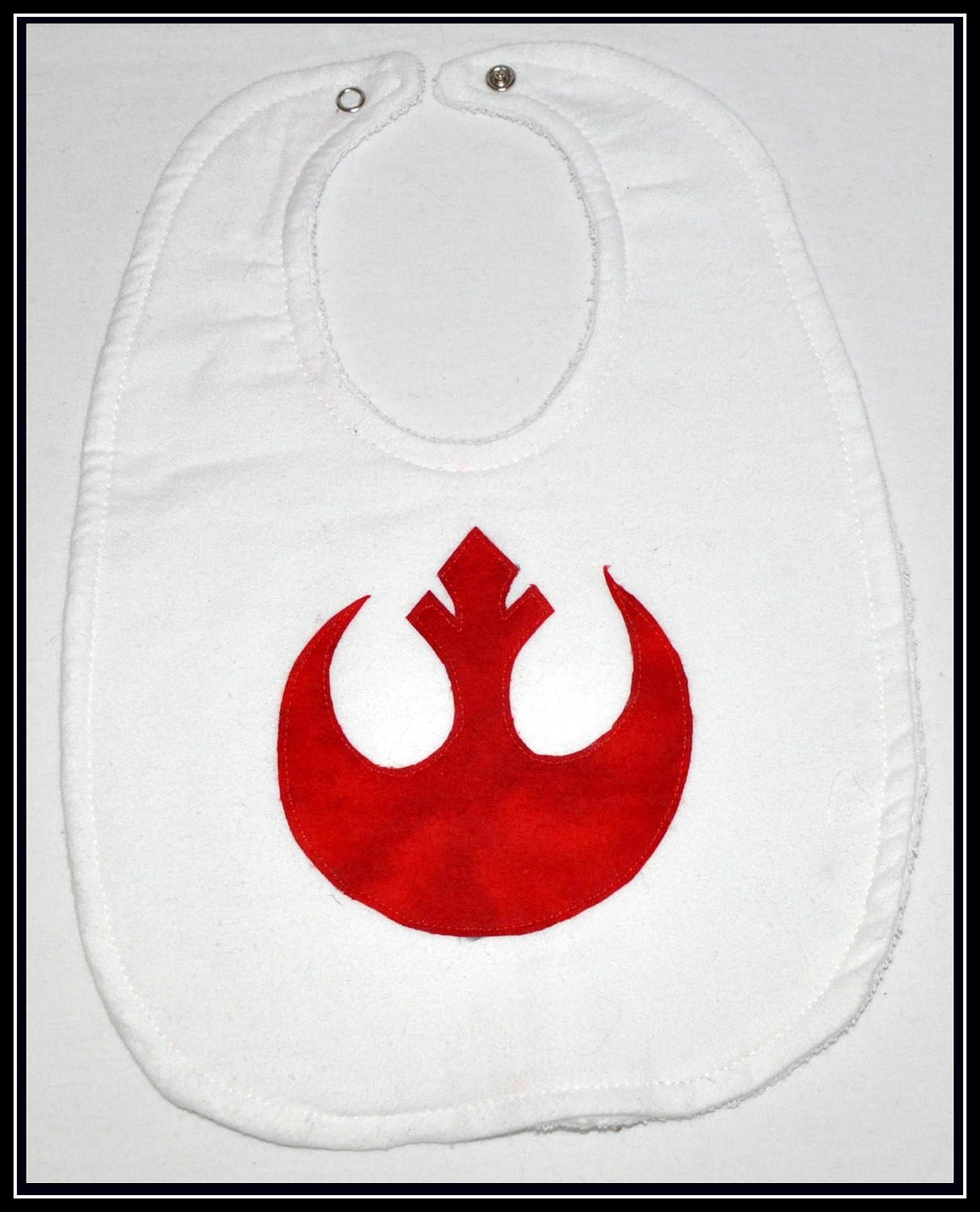 Star Wars White Flannel with Red Rebel Alliance Applique Bib with White Terry Cloth - Geek-a-bye Baby -- Sci-Fi Geek - Handmade