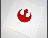 Burp Cloth -- Star Wars White Flannel with Red Rebel Alliance Inspired Applique with Terry Cloth -- Geek-a-bye Baby - Sci-Fi Geek - Handmade