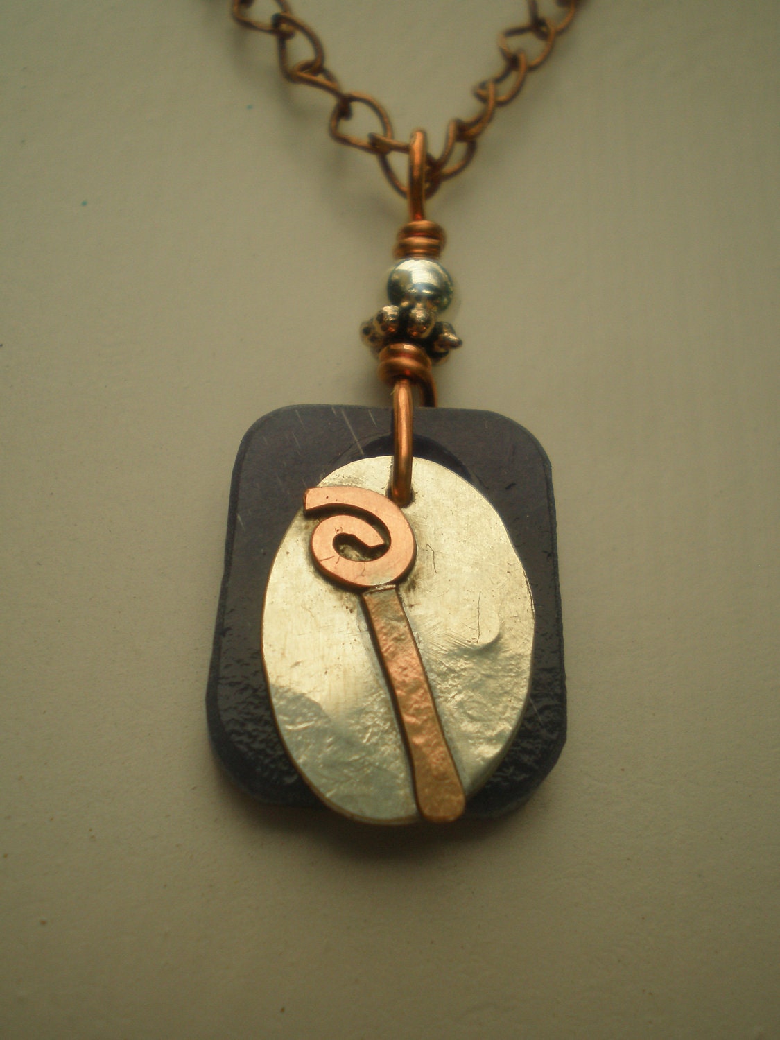 Letter I, Alphabet Letter Pendant, Copper over Sterling Silver Initial Charm Pendants, Made to Order