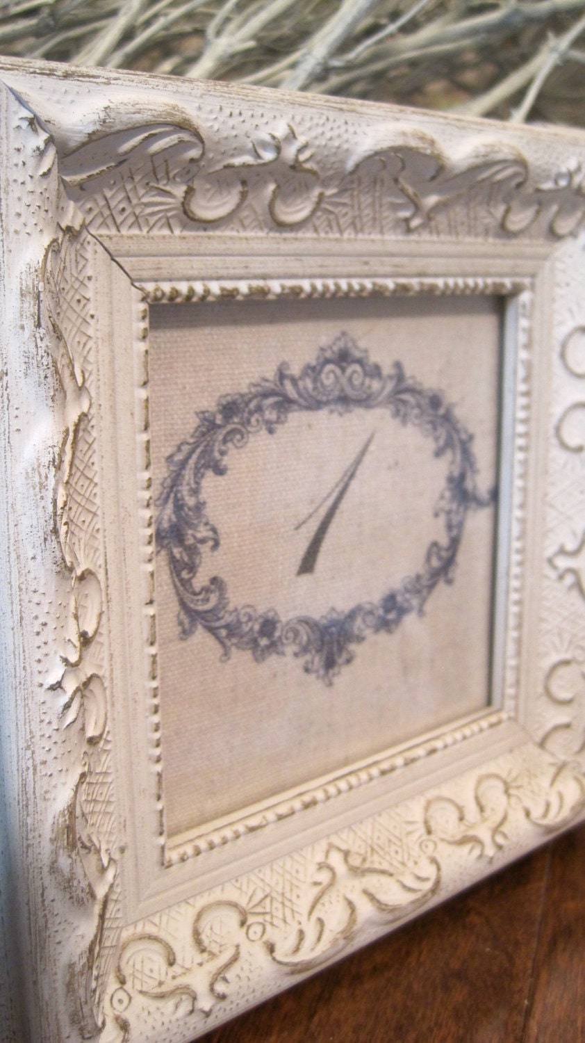 Vintage Styled Table Numbers- Wedding Decor-Shabby Chic Wedding- Set of 3
