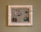 Mesh Frame Earring and Jewelry Holder/ Organizer/ Display in Black and White Decoupage Recycled Paper