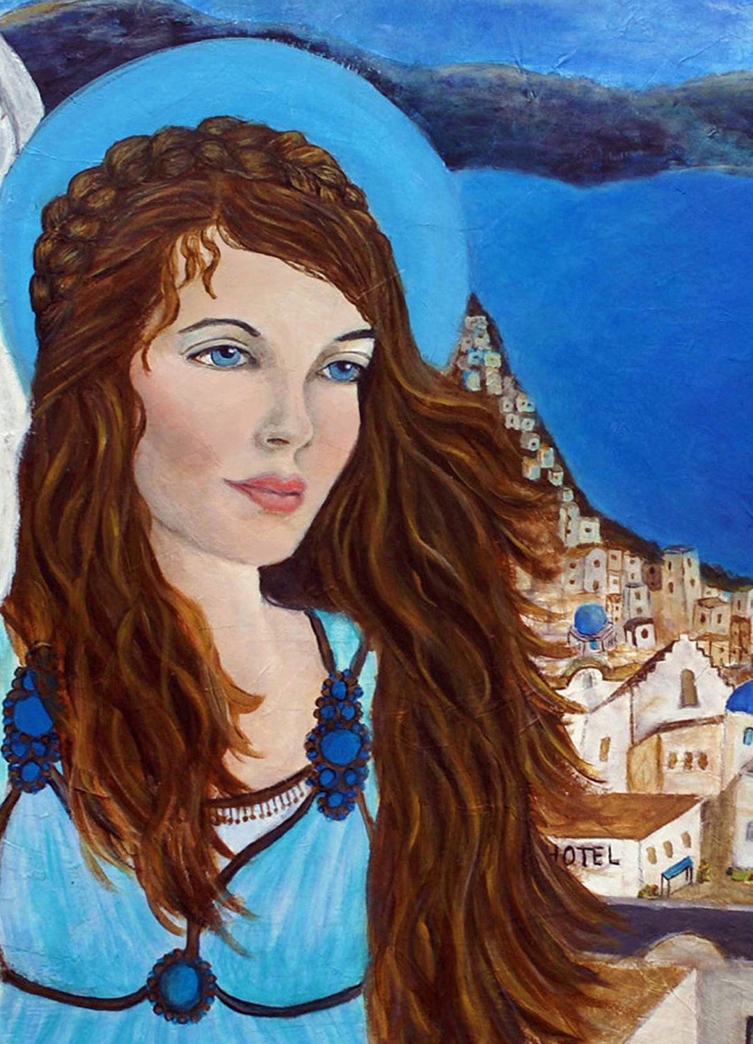 Athena, Earth Angel From The Greek Islands,  An Original Fine Art 8 by 10 print by Charlotte Phillips