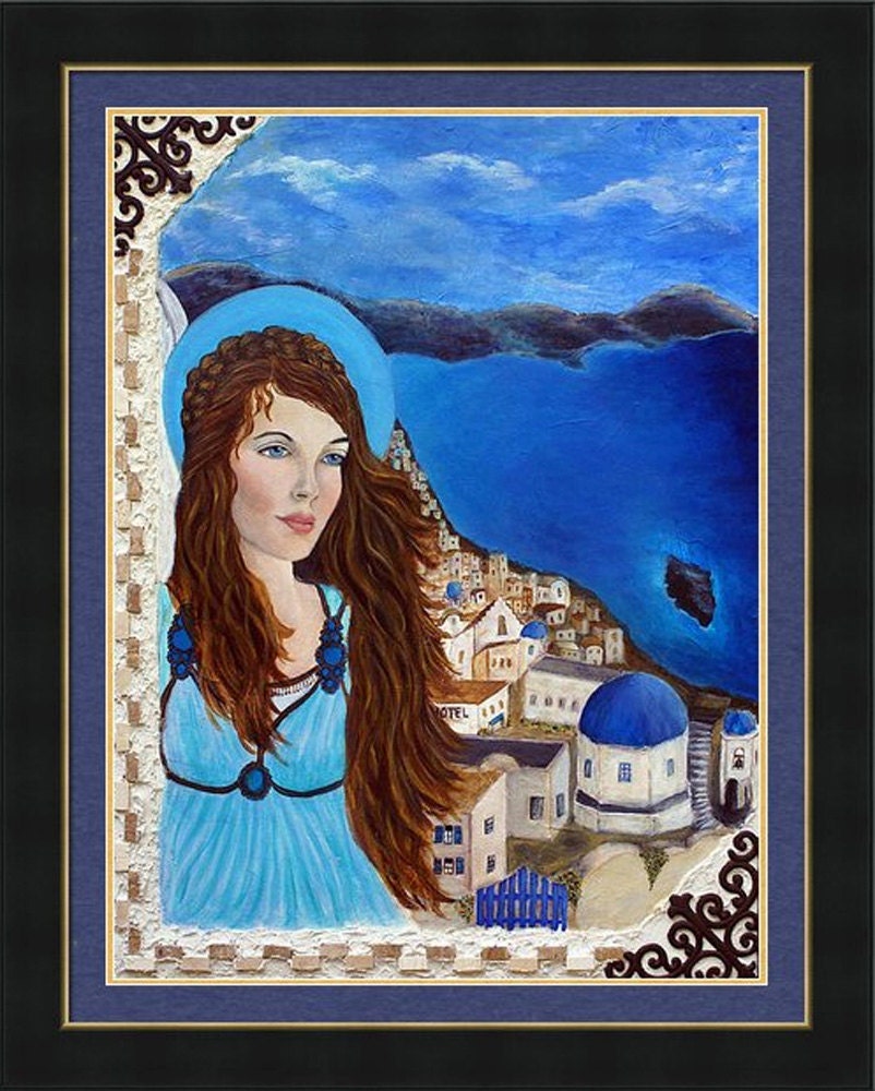Athena, Earth Angel From The Greek Islands,  An Original Fine Art 8 by 10 print by Charlotte Phillips